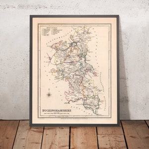 Old Map of Buckinghamshire by Samuel Lewis, 1844: Aylesbury, High Wycombe, Milton Keynes, Marlow, Amersham, Chesham