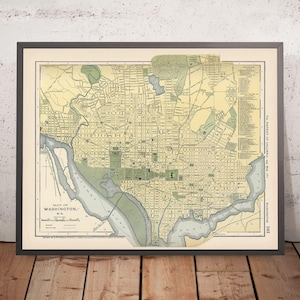 Old Map of Washington, D.C. by Appleton, 1891: Capitol, White House, Nat'l Mall, Tidal Basin, Zoo Park