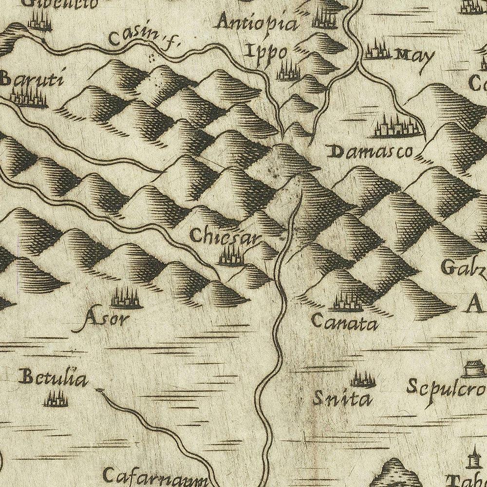 Old Rare Map of Holy Land by Forlani, 1566: Jerusalem, Damascus, Aleppo ...