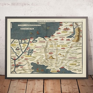 The Israelite Exodus from Egypt by Bunting: Old Route Map, Pharaoh Drowning in Red Sea, Phaorah Jerusalem, Sinai, Goshen