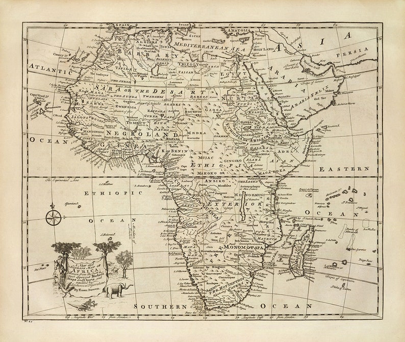 Old Map Of Africa 1747 By Bowen Pre Colonial Slave Trade Etsy Il 794xN.3160242200 Yb7n 