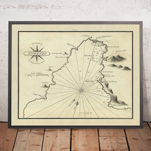 Old Saint-Florent (San Fiorenzo) Nautical Chart by Heather, 1802: Corsica, Nebbio Mountains
