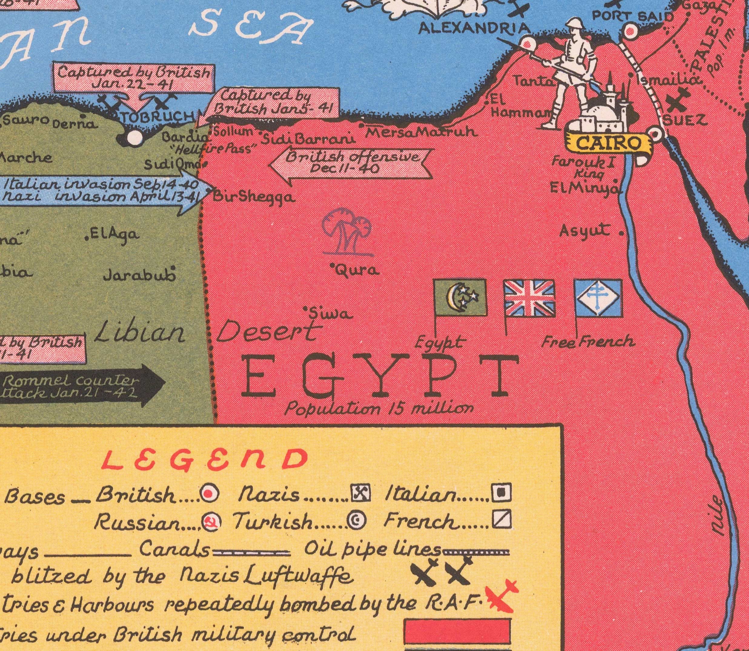 スタンリー ターナーによる 1942 年の世界大戦の古い地図