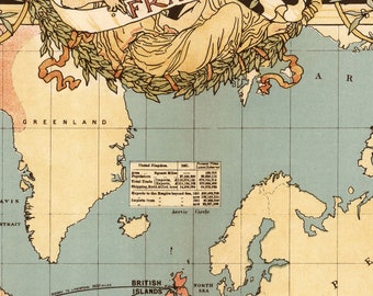 イギリス帝国世界地図、1886年 - ビクトリア女王ジュビリー記念壁地図