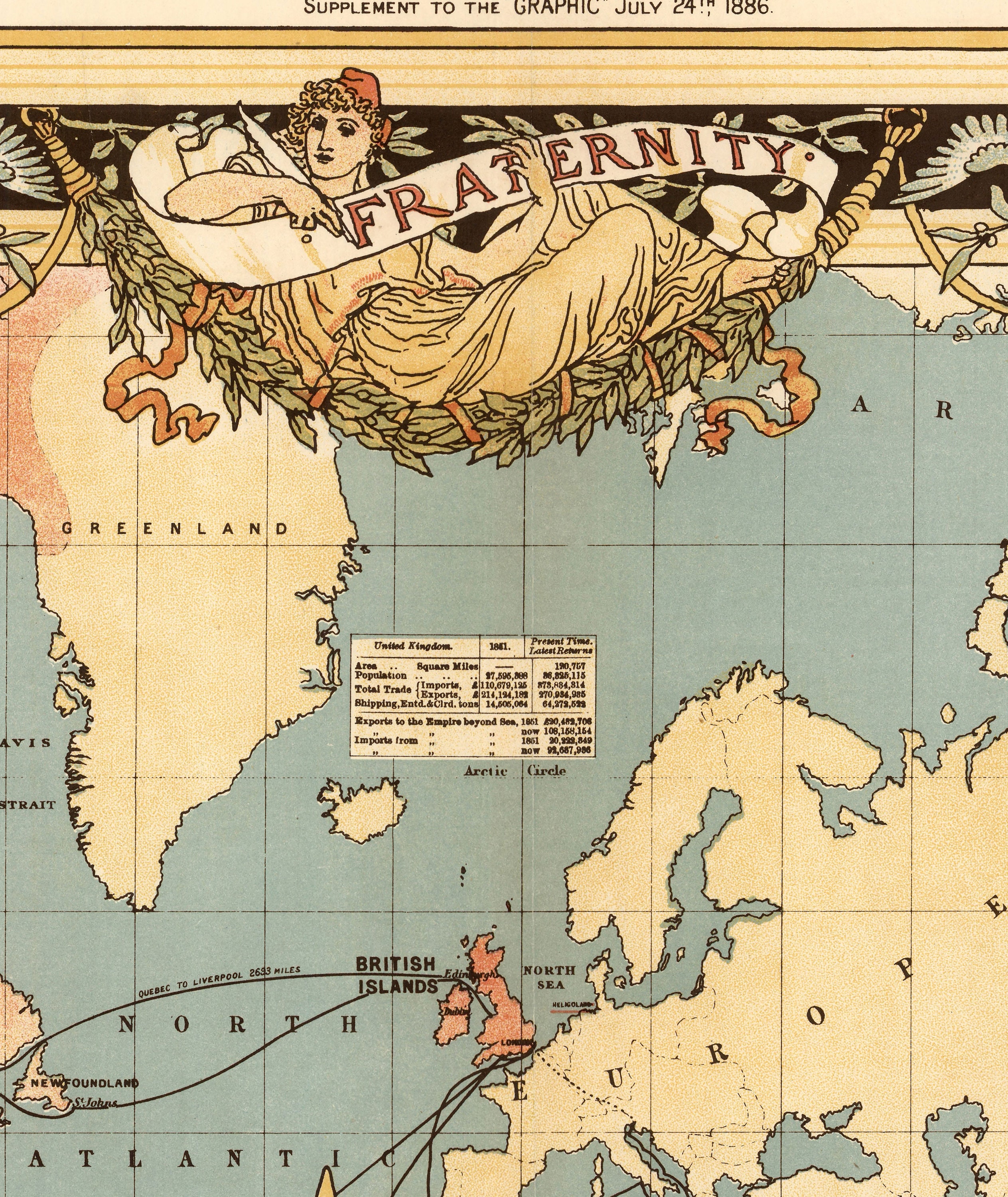 イギリス帝国世界地図、1886年 - ビクトリア女王ジュビリー記念壁地図