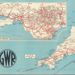 Old Map of Great Western Railway, 1950 - Pre-beeching Cuts GWR - Main