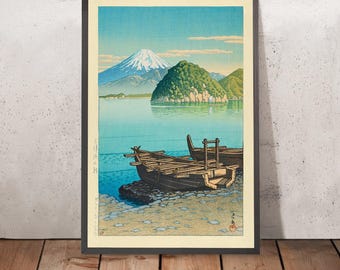 Morning at Mitohama Beach with Mt Fuji by Hasui Kawase 1935