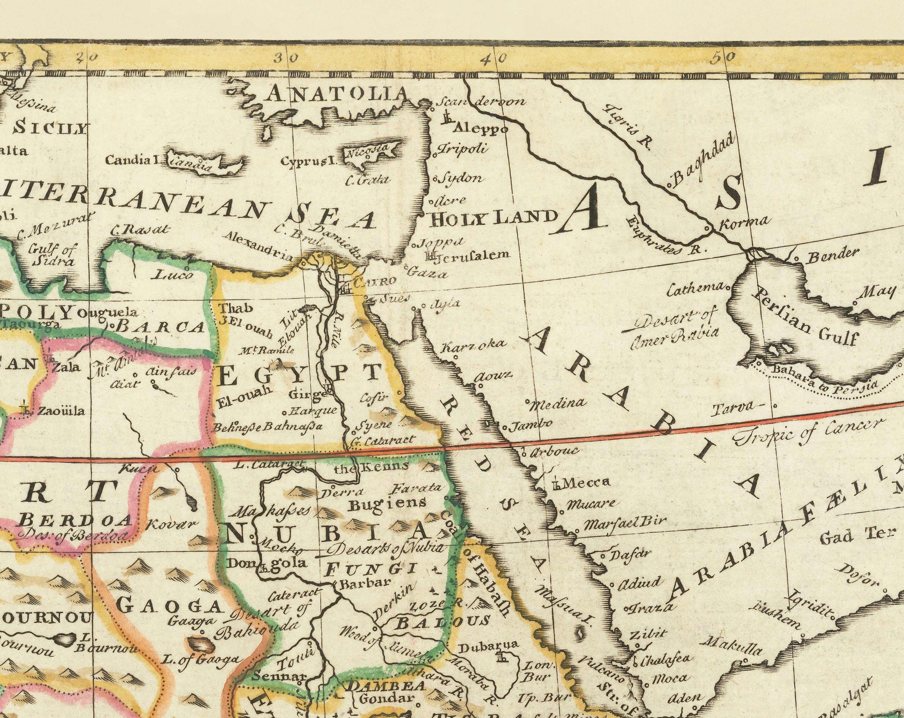 ボウエンによる 1747 年のアフリカの珍しい古地図 - 植民地時代