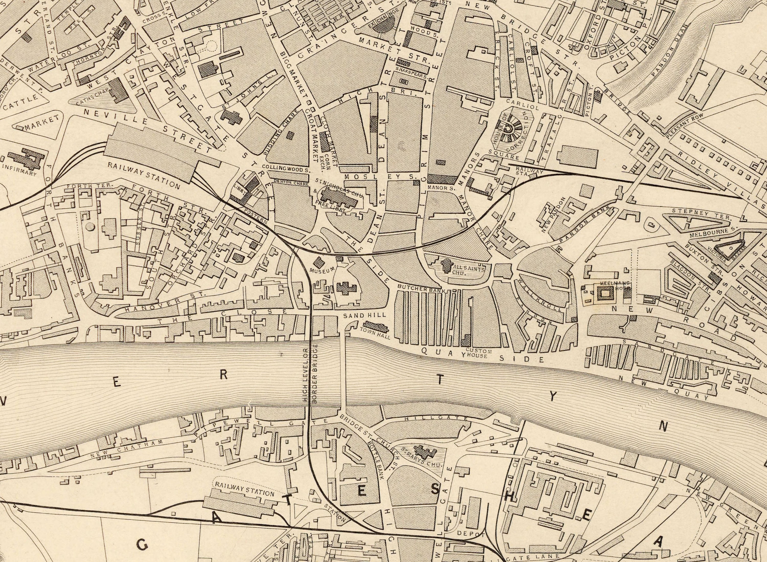 Old Map of Newcastle Upon Tyne & Gateshead in 1851 by Tallis Etsy UK