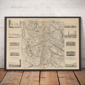 Seltene alte Karte von Bristol um 1750 von John Rocque - City Chart mit gerahmter oder ungerahmter Stadtkarte