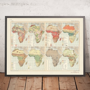 Old Infographic Map of Africa, 1967: Geographical Diversity, Mineral Wealth, Cold War Cartography