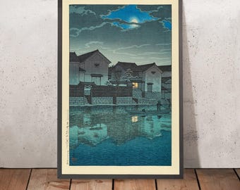 Hazy Moon at Matsue in Izumo by Hasui Kawase 1935