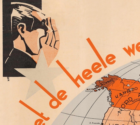 Old Esperanto World Map, 1930 - International Auxiliary Language