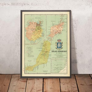Old Map of Canary Islands by Chias, 1900: Gran Canaria, Lanzarote, Fuerteventura
