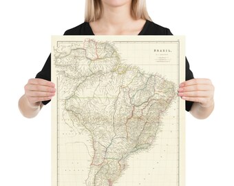 ブラジルの古地図、1832年、アロースミス作 - 植民地時代の南アメリカ