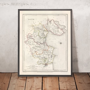 Old Map of County Louth by Samuel Lewis, 1844: Dundalk, Drogheda, Ardee, Carlingford, Cooley Peninsula