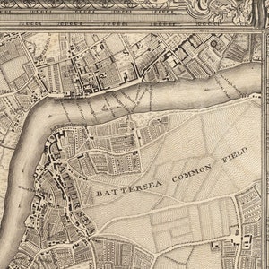 Old Map of West and South West London, 1746 by John Rocque - Fulham ...