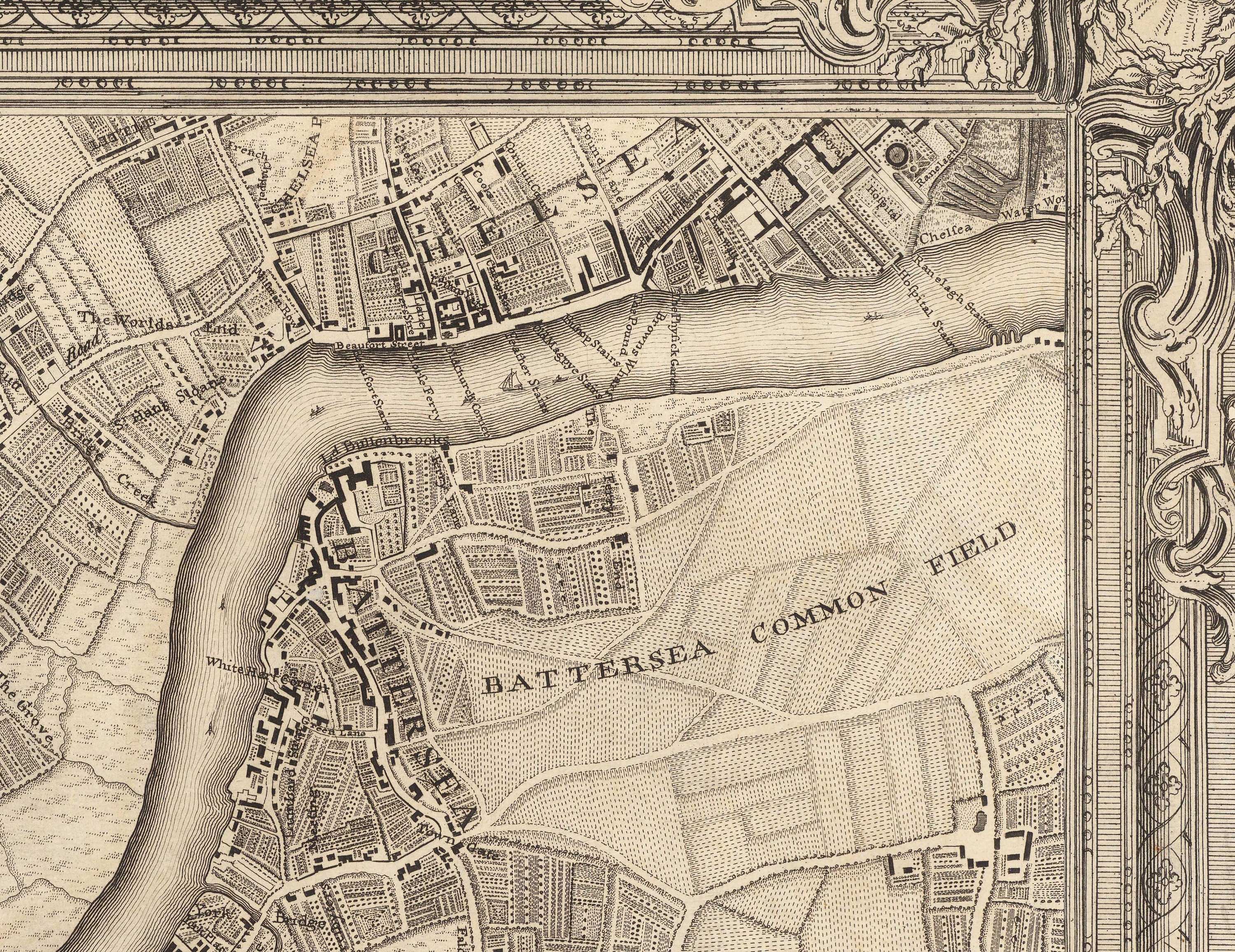 Old Map of West and South West London, 1746 by John Rocque - Fulham ...