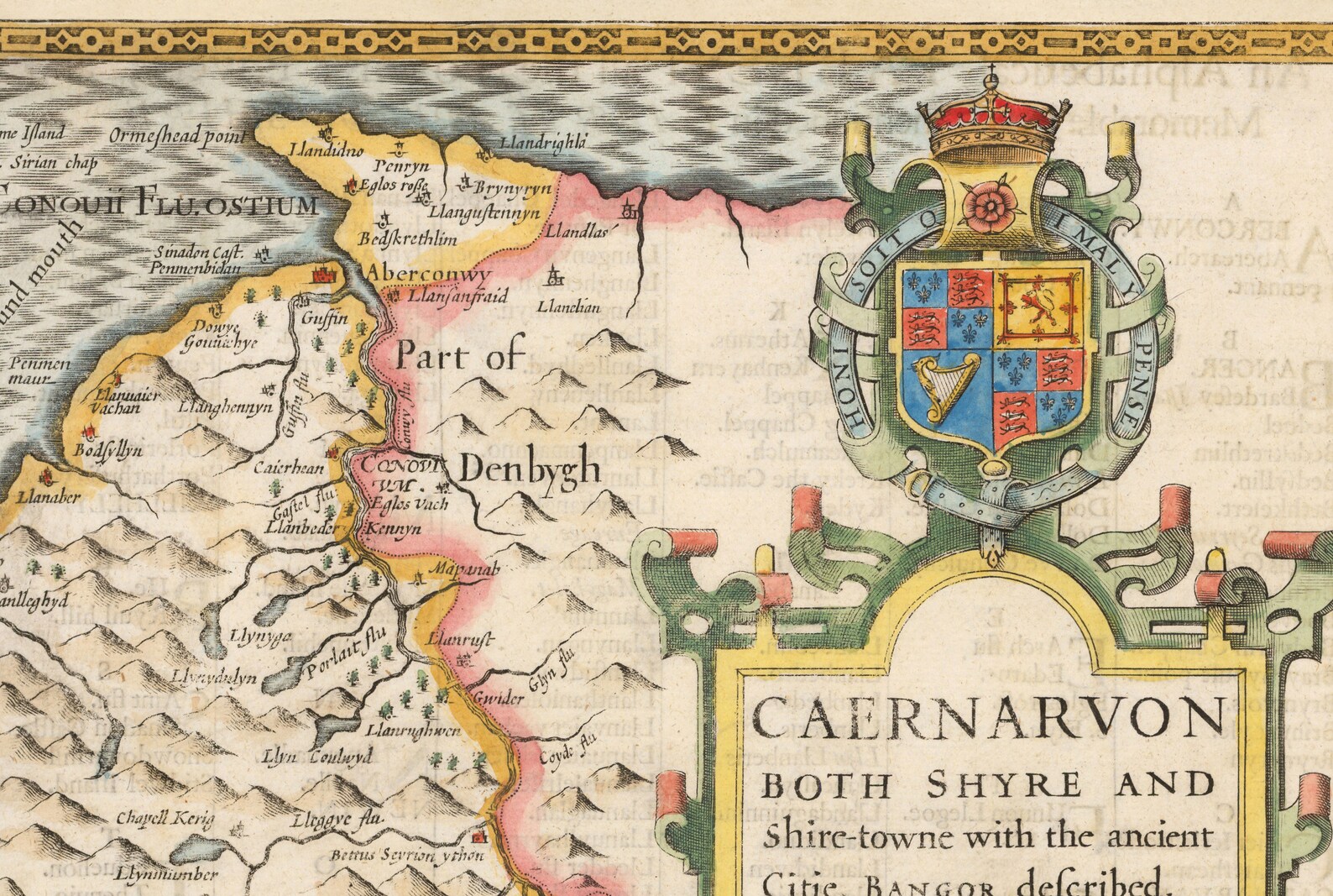 Old Map of Caernarfonshire Wales 1611 by John Speed Etsy