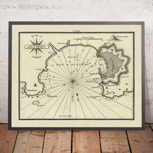 Old Bay of Algiers Nautical Chart by Heather, 1802: Algeria, Ottoman Regency, Fortifications