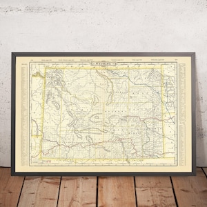Old Map of Wyoming by Cram, 1891: Yellowstone, Grand Teton, Wind River Range