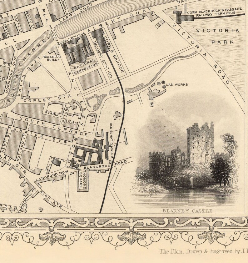 Old Map of Cork Ireland 1851 by Tallis & Rapkin Victorian | Etsy UK