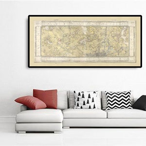 Mapa antiguo de Londres, 1799, de Milne: Ciudad, Hackney, Westminster, Dalston, Hampstead, Campos. Raro mapa mural de la ciudad en color. Enmarcado y sin marco.