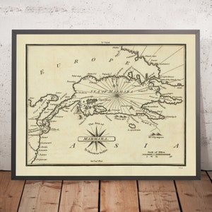 Old Sea of Marmara Nautical Chart by Heather, 1802: Dardanelles, Bosphorus, Istanbul, Turkey