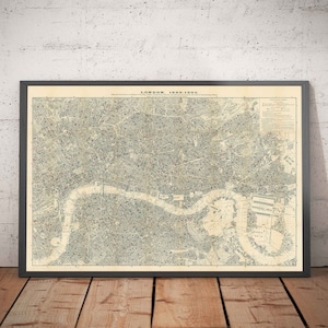 Old Map of London's Churches, Pubs and Schools in 1903 by Charles Booth - Westminster, City of London, Southwark - Framed, Unframed
