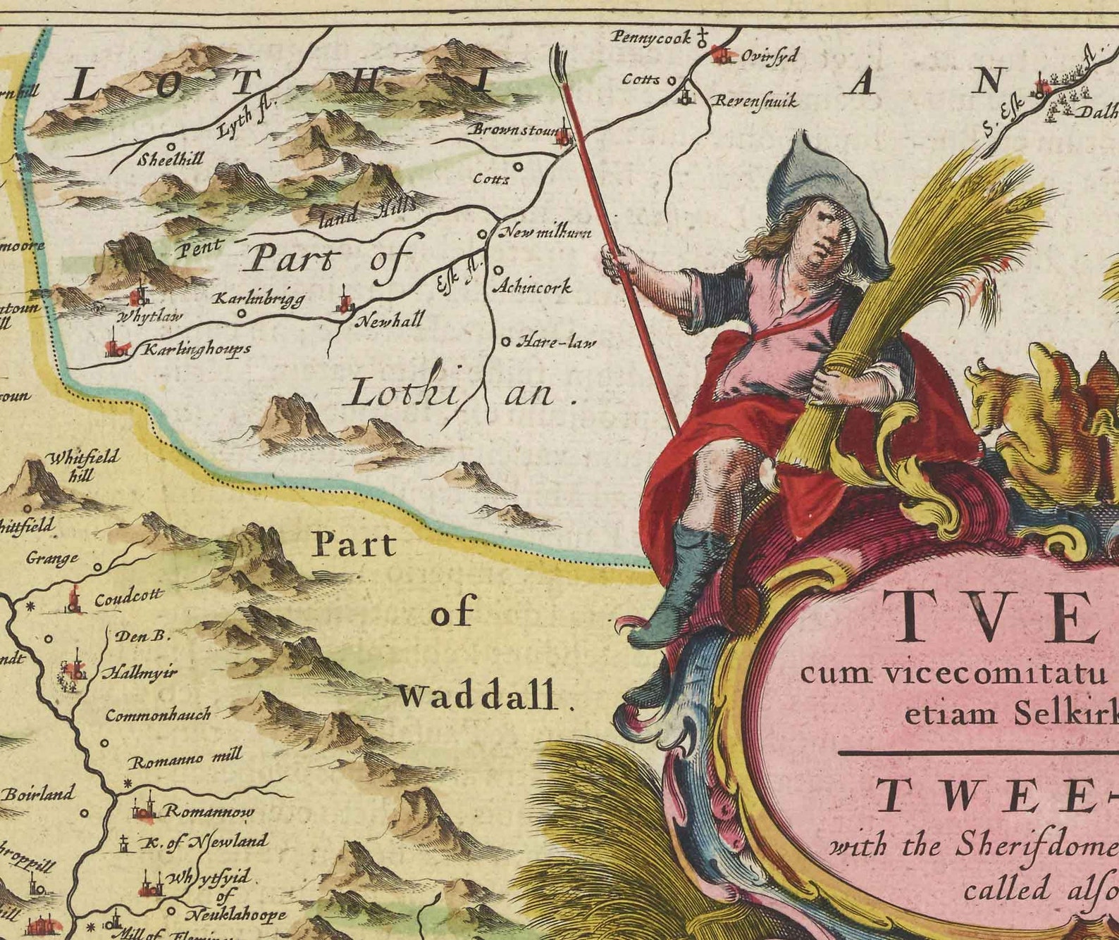 Old Map of Selkirkshire in 1665 by Joan Blaeu - Selkirk, Lindean ...