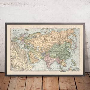 Old Map of Asia & Europe by Appleton, 1892: Political Divisions, Major Cities, Steam Routes
