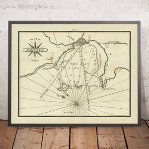 Old Bay of Taranto, Italy Nautical Chart by Heather, 1802: Gulf of Taranto, Ionian Sea, Strait of Otranto