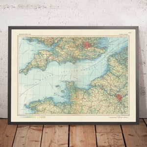 Old Map of The English Channel (La Manche), 1967: Southern England, Northwest France, Maritime Routes, Channel Isles