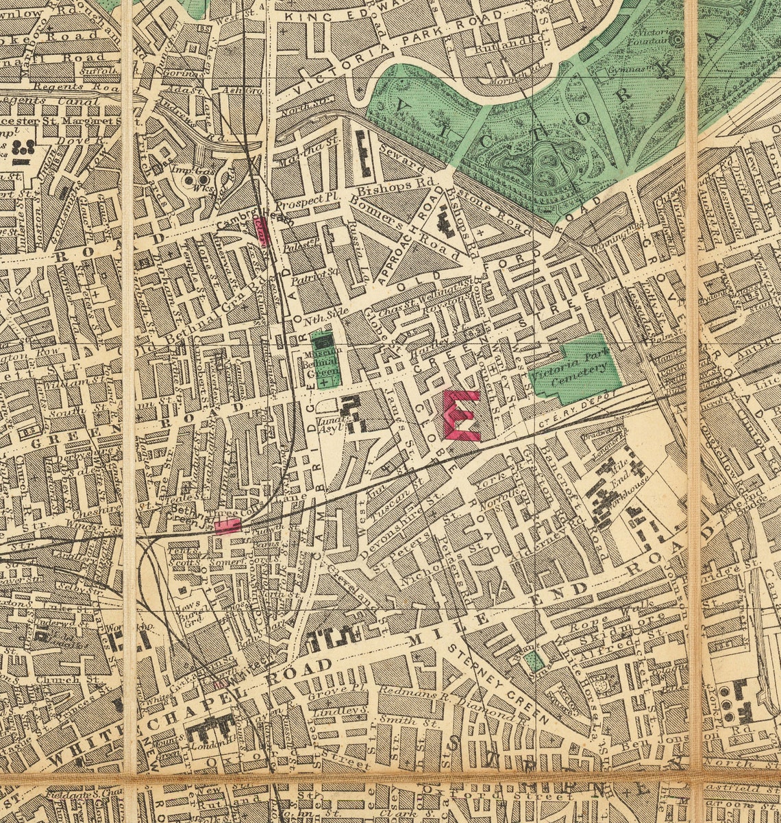 Big Old Map of London by Bacon, 1890 - Rare Folding Wall Chart of ...