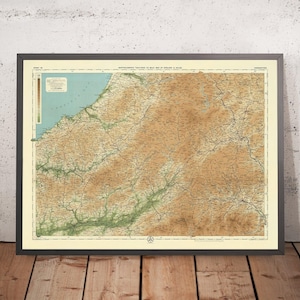 Old OS Map of Carmarthenshire by Bartholomew, 1901: Brecon Beacons, Llandeilo, River Towy, Cardigan Bay, Black Mountain, Llyn y Fan Fach
