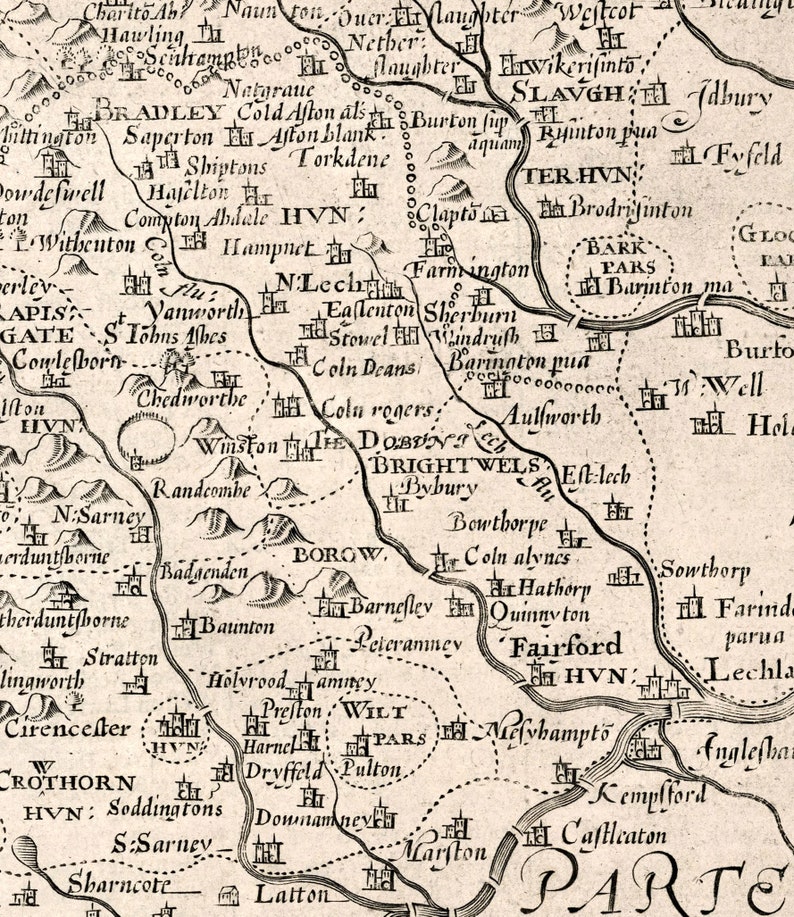Old Map of Gloucestershire 1611 by John Speed Bristol Etsy UK