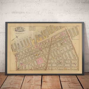 Mapa antiguo de Hudson Square y Tribeca, 1879 - Barrios del Bajo Manhattan, Nueva York, Houston St, Holland Tunnel, Canal St, Varick St, Hudson St