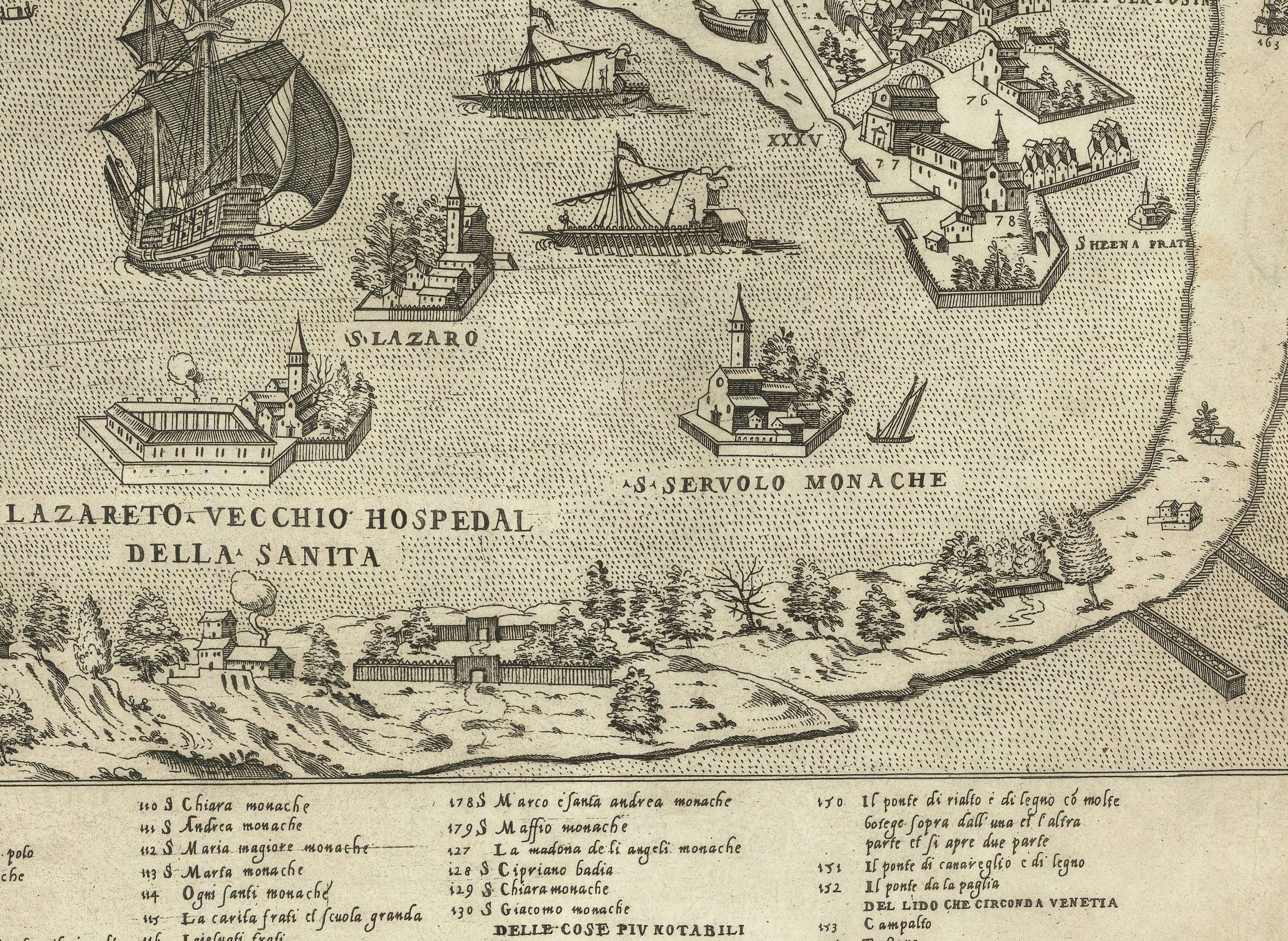 ヴェネツィアの珍しい古地図、クラウディオ・デュケッティ作、1570年