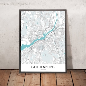 Modern City Map of Gothenburg, Sweden: Haga, Liseberg, Cathedral, Opera, Universeum