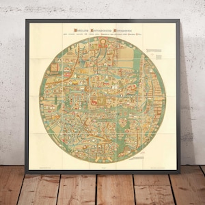 Old Ebstorf Mappa Mundi - Ancient 13th Century World Atlas - Gibraltar, Mediterranean, Jerusalem, Sicily, Greece
