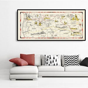 Oude kaart van Lewis & Clark-expeditie - Corps of Discovery, Oregon Trail, Mormons, Pony Express, Louisiana Aankoop - ingelijst, ingelijst cadeau
