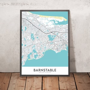 Modern City Map of Barnstable, MA: Barnstable Village, Hyannis, Sandy Neck Beach, Route 6, Route 28