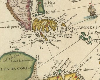 1596 年の東南アジアの古地図 - 中国、韓国、日本、フィリピン