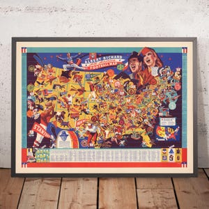 American Football Map, 1941 by Albert Richard: USA, NYC, LA, Chicago, Dallas, Boston