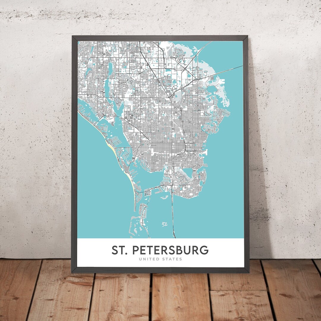 Modern City Map of St. Petersburg, FL: Crescent Lake, Downtown, Old ...