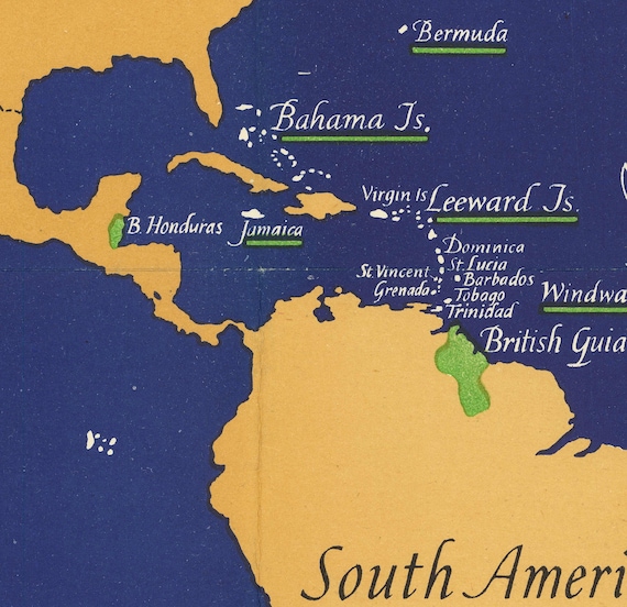 古いイギリス連邦世界地図、1942年 - 大英帝国、イギリス、カナダ