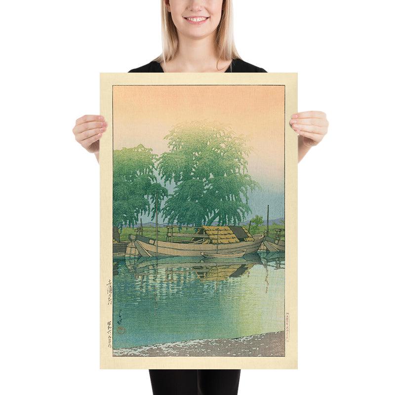 川瀬巴水、【土浦の朝】、希少な額装用画集より、美品、新品額装付 土浦の朝 川瀬巴水 1935年 - Etsy 日本