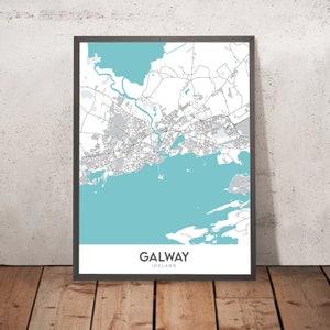 Modern City Map of Galway, Ireland: City Centre, West End, Salthill, Galway Cathedral, N6