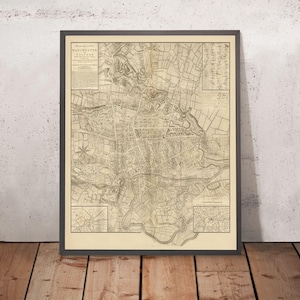 Old Map of Manchester by Laurent, 1793: Salford, Ancoats, Ardwick, River Irwell, River Medlock