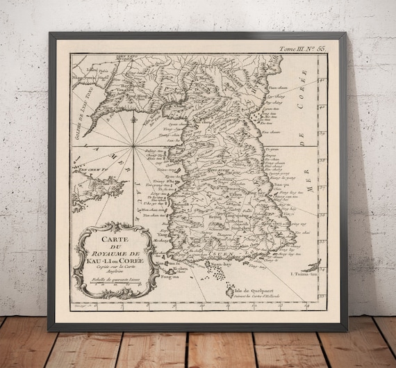 Old Map of Korea in 1764 by Bellin - North, South, Seoul